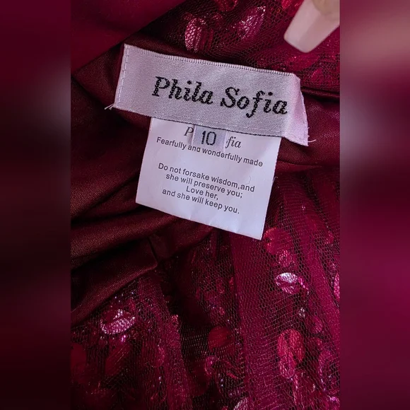 Phila Sofia Elegant RED Strapless Evening Gown Size 10 - Picture 13 of 14